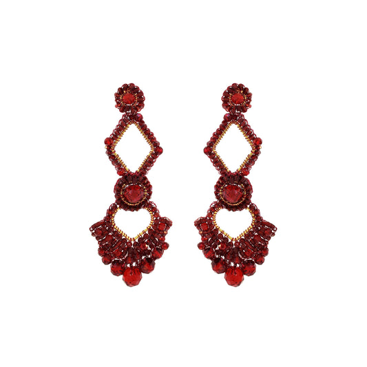 Cherry Red Queen's Heart Maxi Handmade Crochet Earrings