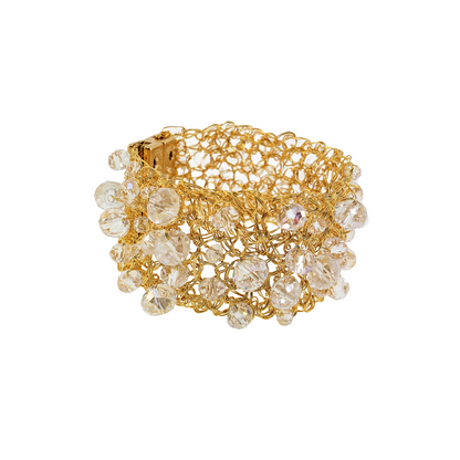 Clear & Gold Aurora Handmade Crochet Bracelet