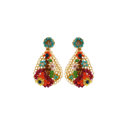Multicolored Florence Mini EmbroideredHandmade Crochet Earrings