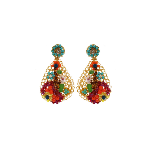 Multicolored Florence Mini EmbroideredHandmade Crochet Earrings