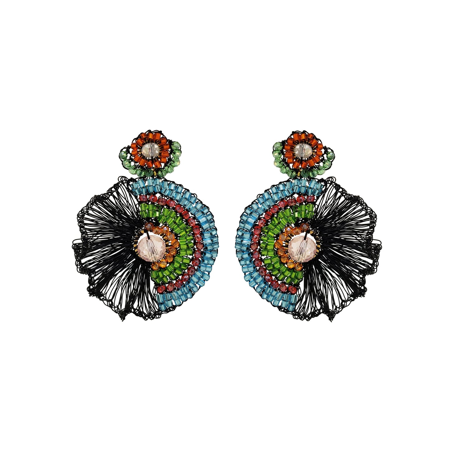 Multi & Black Lia Handmade Crochet Earrings