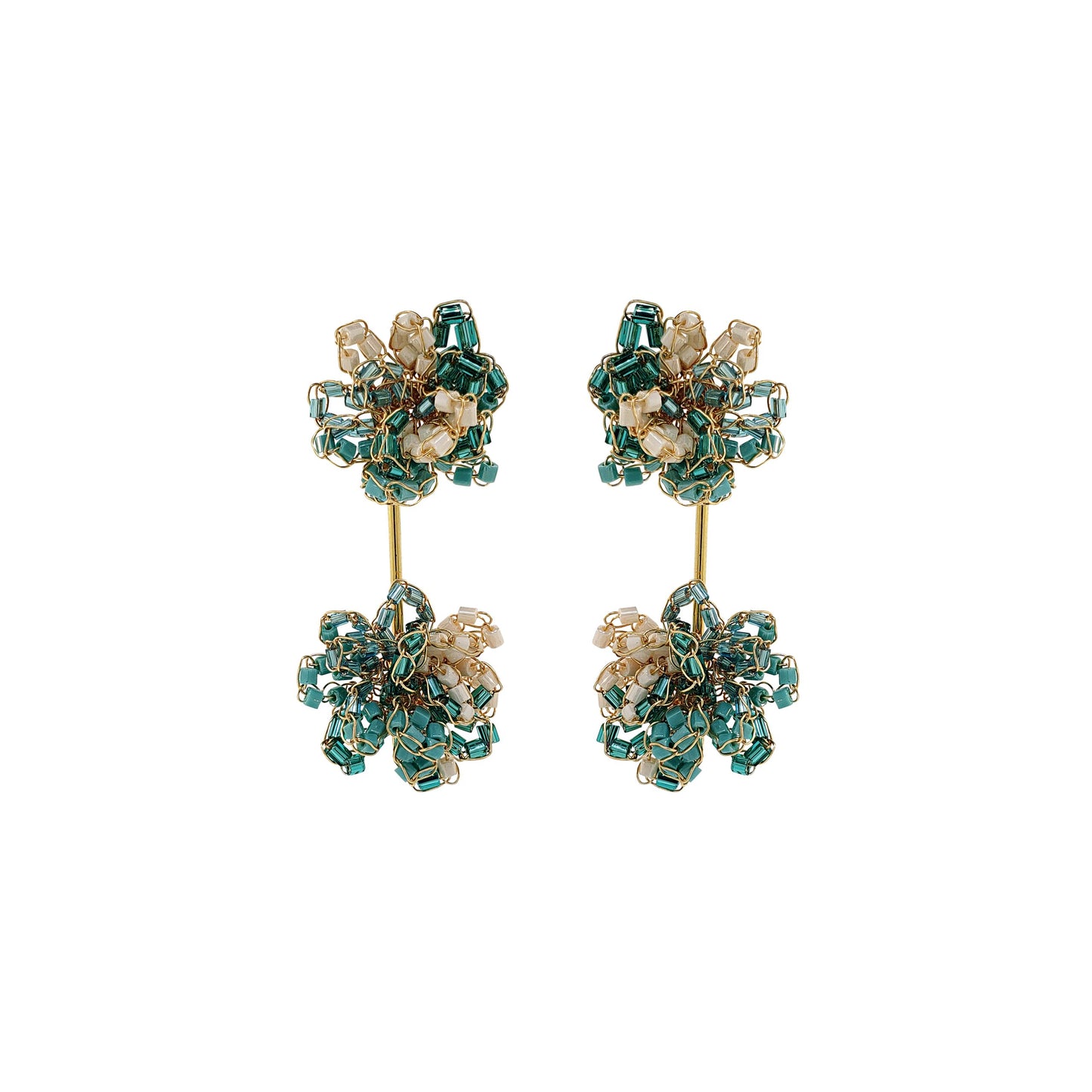 Ocean Teal Mix Agatha Handmade Crochet Earrings