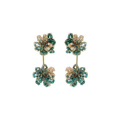 Ocean Teal Mix Agatha Handmade Crochet Earrings