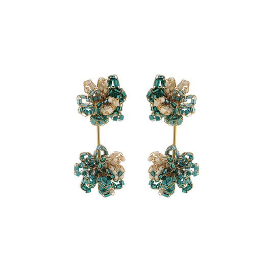 Ocean Teal Mix Agatha Handmade Crochet Earrings