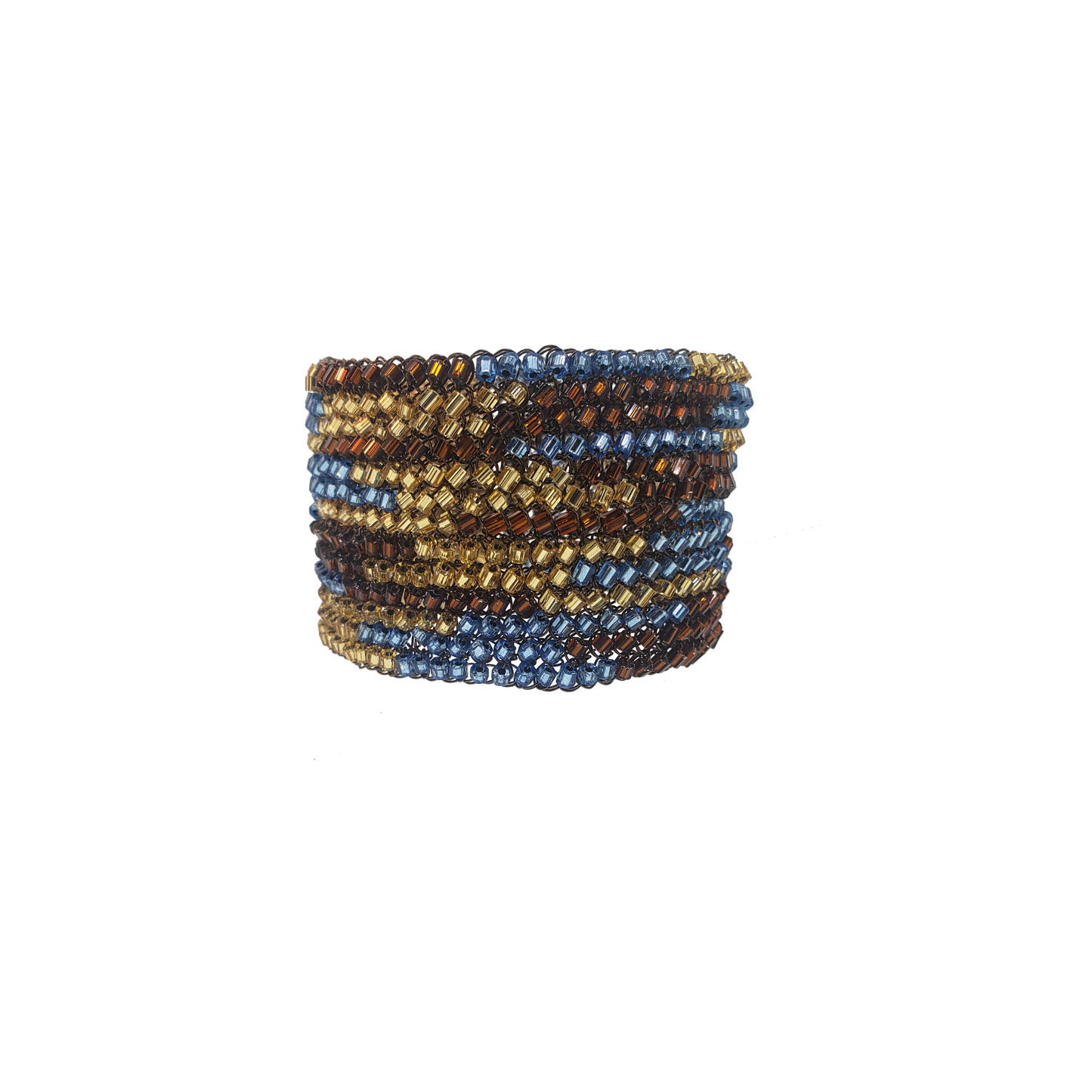 Bronze Blue Mix Handmade Crochet Signature Bracelet