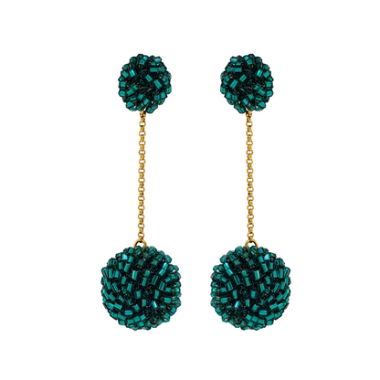 Teal Green Disco Dangle Handmade Crochet Earrings