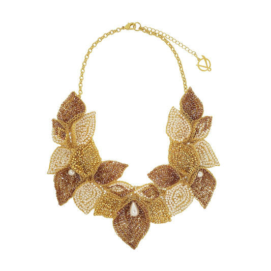 Golden Mix Calla Maxi Handmade Crochet Necklace