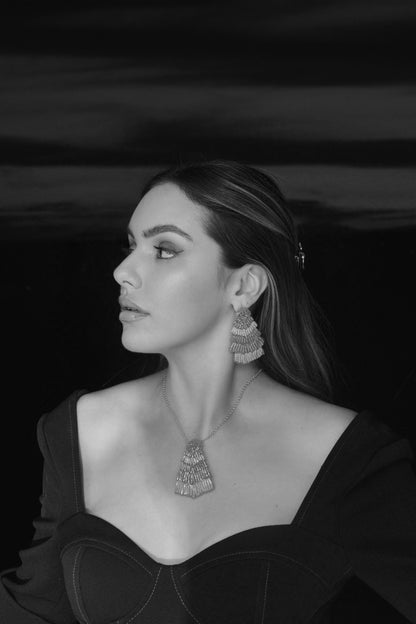 Ocean Teal Mix Chevron Handmade Crochet Necklace