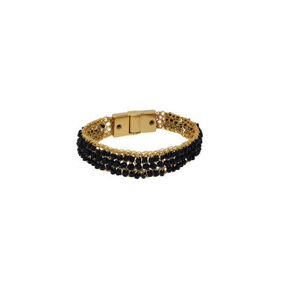 Black & Gold Ziggy Handmade Crochet Bracelet