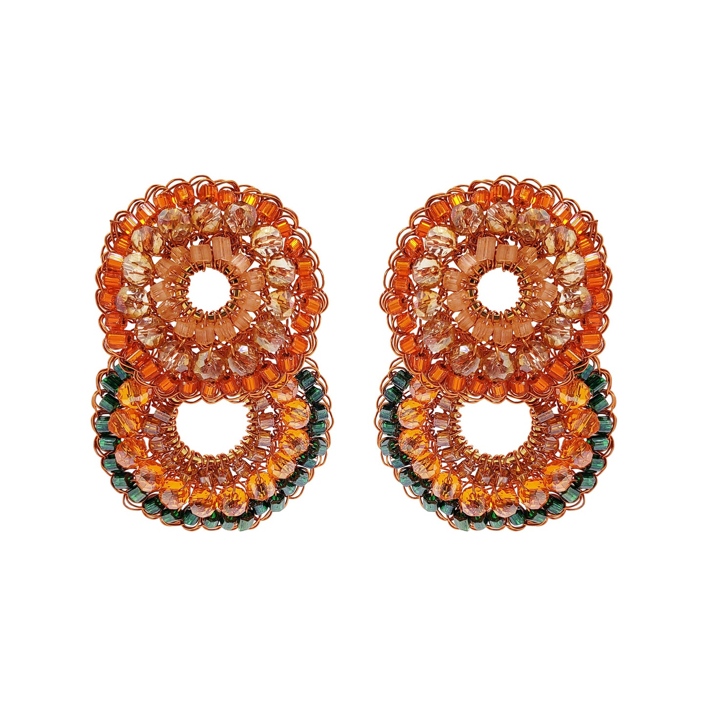Mystic Amber Mix Gush Small Handmade Crochet Earrings