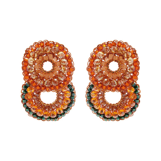 Mystic Amber Mix Gush Small Handmade Crochet Earrings