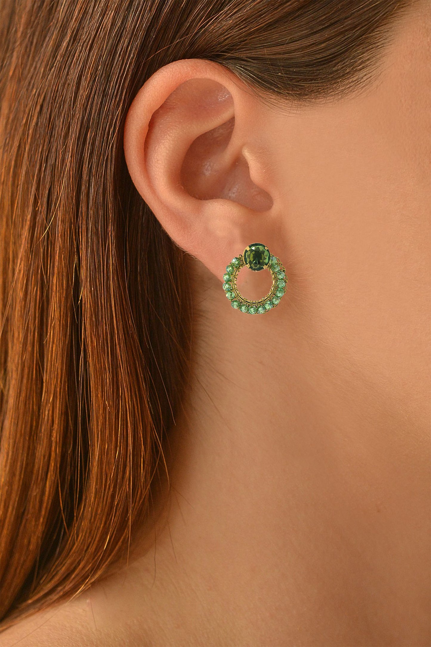 Leaf Green Lena Mini Post Handmade Crochet Earrings