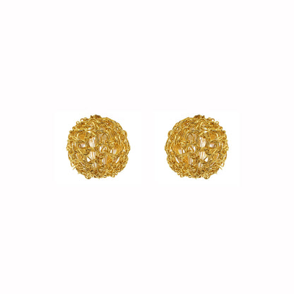 All Gold Dome Post Handmade Crochet Earrings