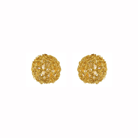 All Gold Dome Post Handmade Crochet Earrings