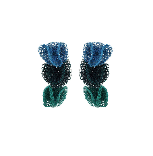 Ocean Blue Mix Reef Trio Handmade Crochet Earrings