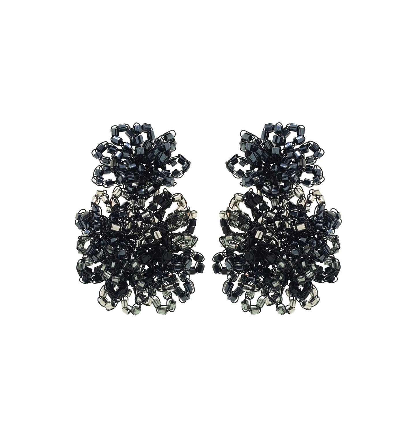 Royal Black Mix Agnes Handmade Crochet Earrings