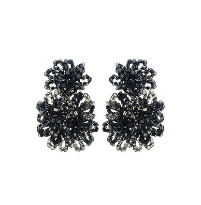 Royal Black Mix Agnes Handmade Crochet Earrings