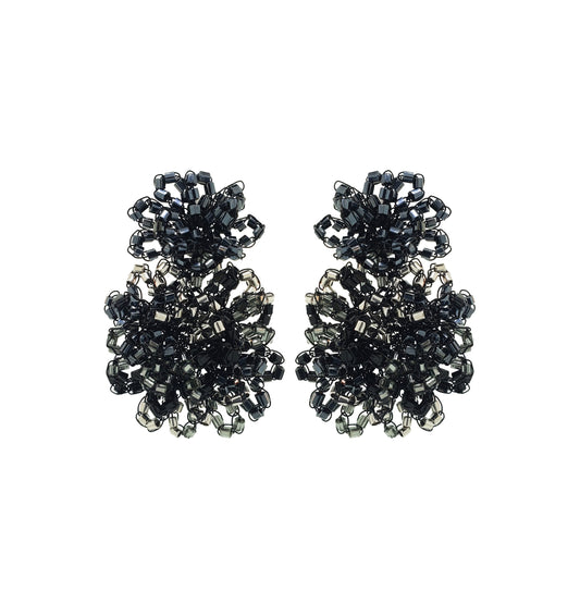 Royal Black Mix Agnes Handmade Crochet Earrings