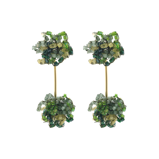 Forest Green Mix Agatha Handmade Crochet Earrings