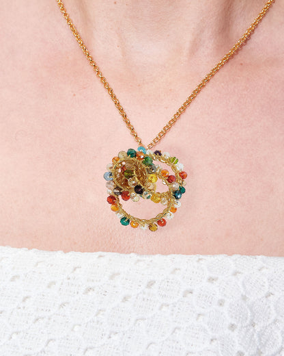 Multi & Gold Ellie Maxi Handmade Crochet Necklace