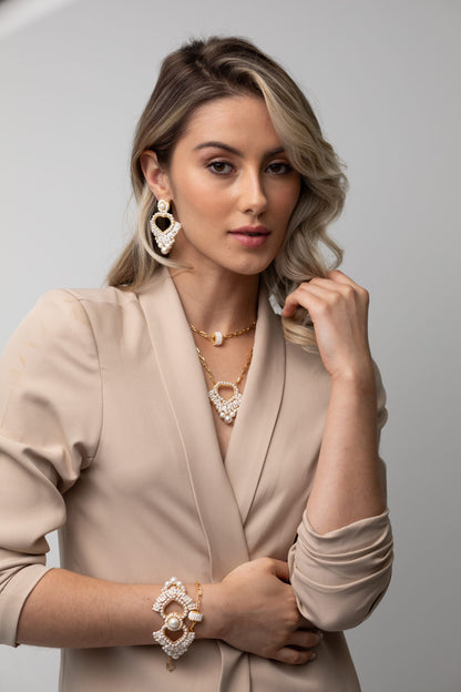 Pearl & Gold High Roller Handmade Crochet Necklace