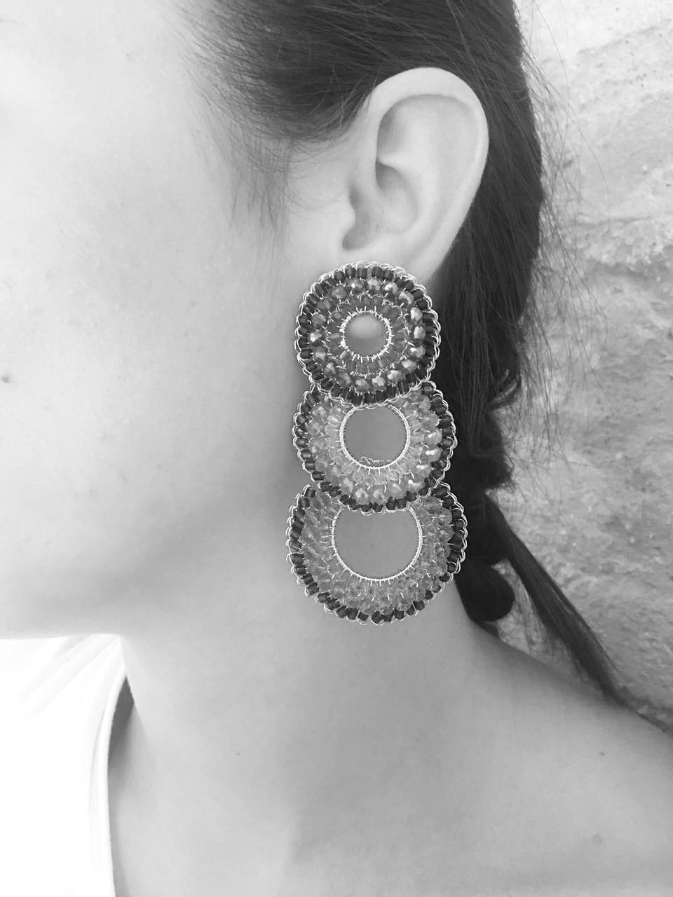 Multicolor & Black Gush Handmade Crochet Earrings