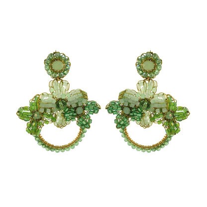 Jade Green Mix Garden Mini Handmade Crochet Earrings