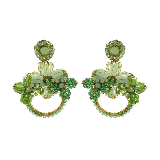 Jade Green Mix Garden Mini Handmade Crochet Earrings