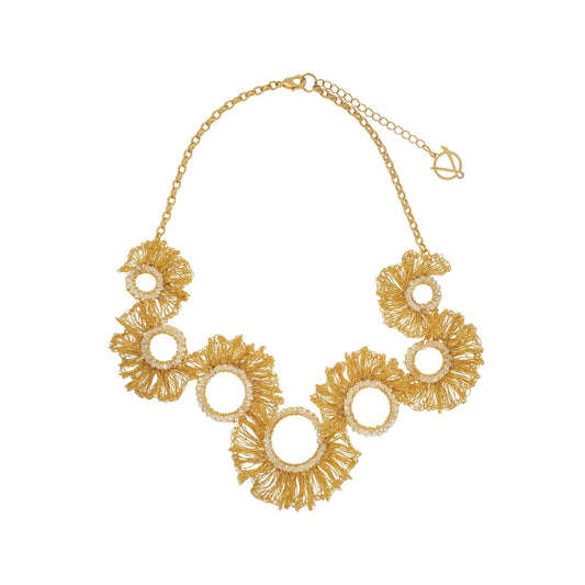 Clear & Gold Gaia Maxi Handmade Crochet Necklce