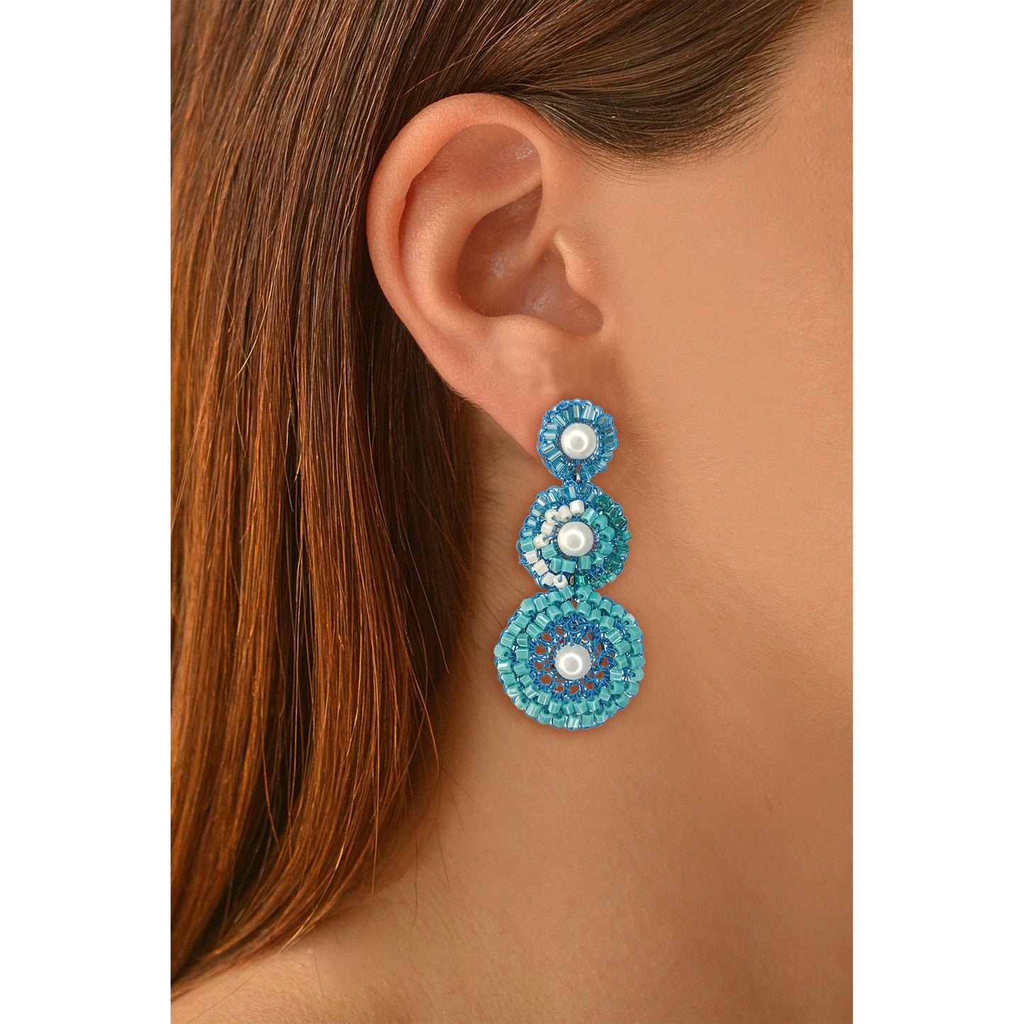 Ocean Blue Mix Skylar Handmade Crochet Earrings