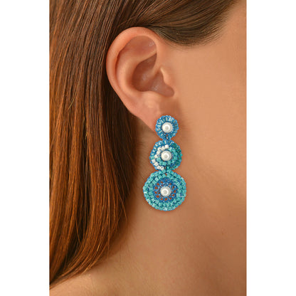 Ocean Blue Mix Skylar Handmade Crochet Earrings