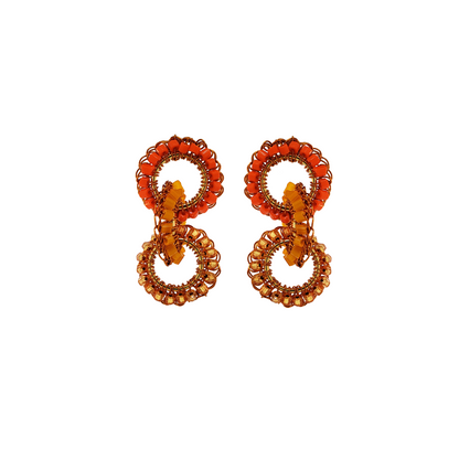 Orange Triple Nadene Handmade Crochet Earrings