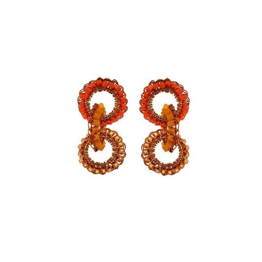 Orange Triple Nadene Handmade Crochet Earrings