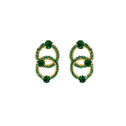 Emerald Delicate Prism Handmade Crochet Earrings