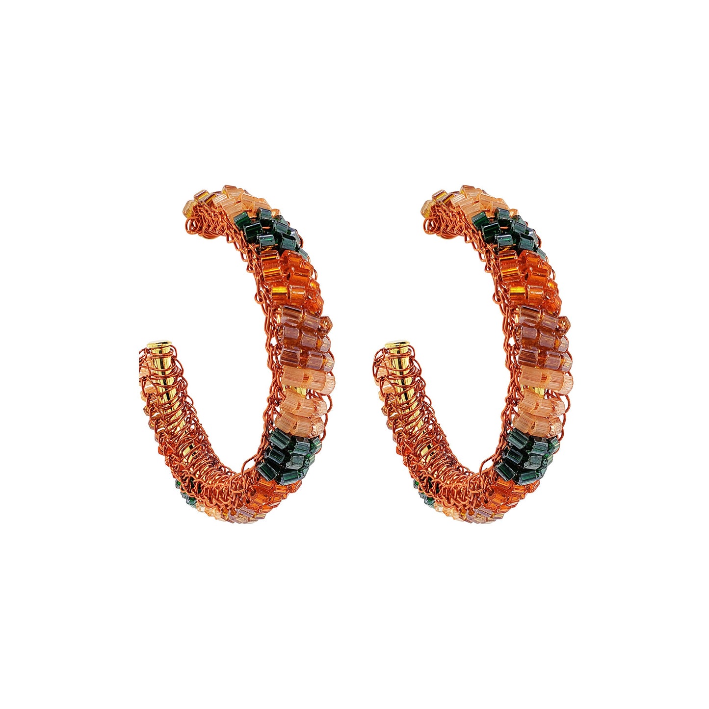 Mystic Amber Mix Maya Hoops Handmade Crochet Earrings