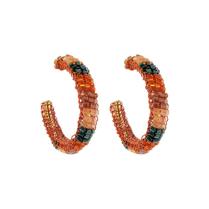 Mystic Amber Mix Maya Hoops Handmade Crochet Earrings