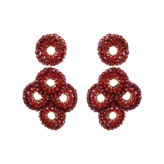Cherry Red Mix Coco Handmade Crochet Earrings