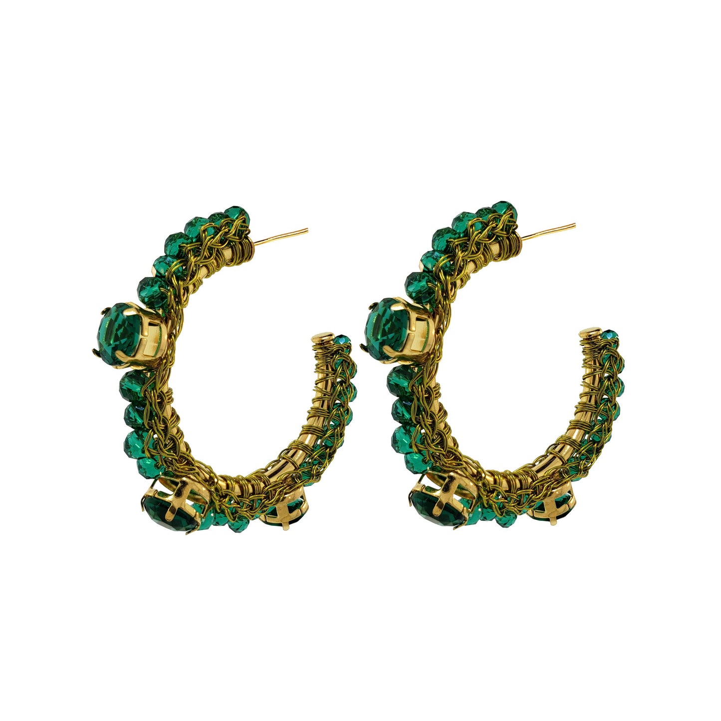 Leaf Green Lena Hoops Handmade Crochet Earrings