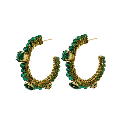 Leaf Green Lena Hoops Handmade Crochet Earrings