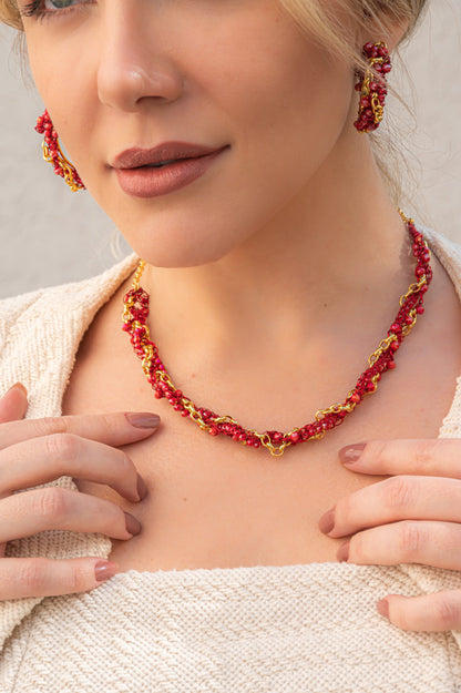 Red & Gold Hera Handmade Necklace