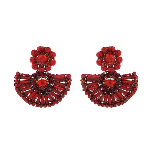 Cherry Red Mix Pawn Handmade Crochet Earrings