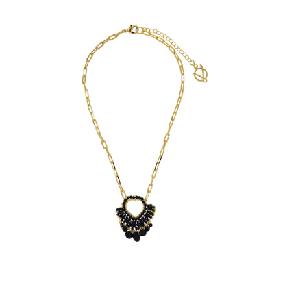 Black & Gold Queen's Heart Handmade Crochet Necklace