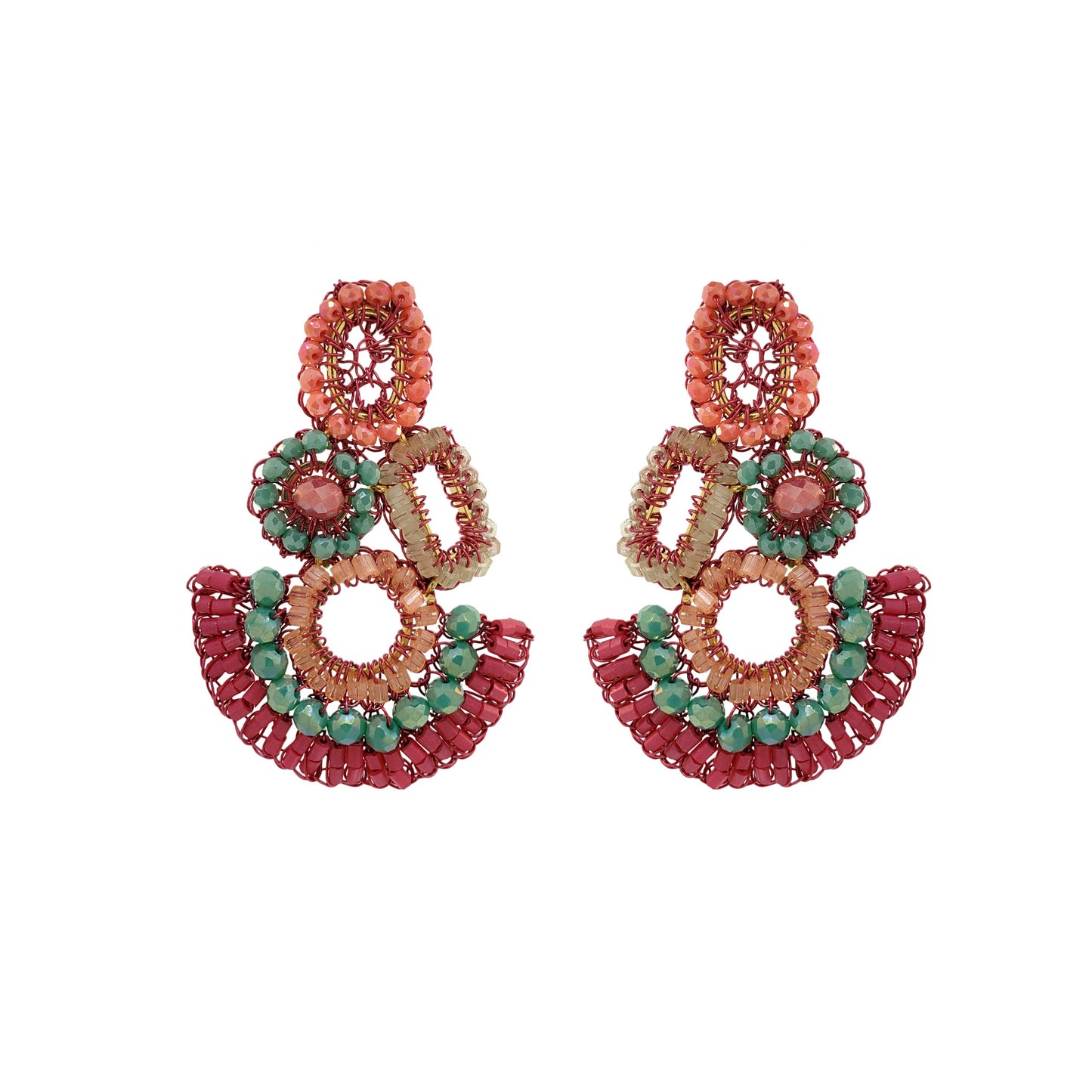 Sunset Coral Mix Althea Handmade Crochet Earrings