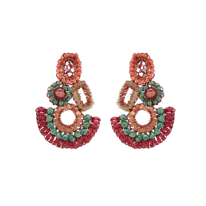 Sunset Coral Mix Althea Handmade Crochet Earrings