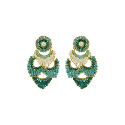 Ocean Teal Mix Siren Chandelier Handmade Earrings