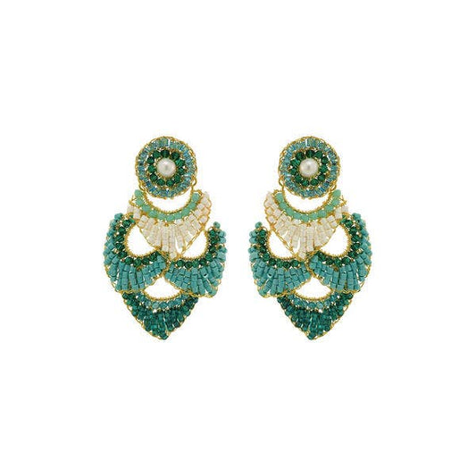 Ocean Teal Mix Siren Chandelier Handmade Earrings