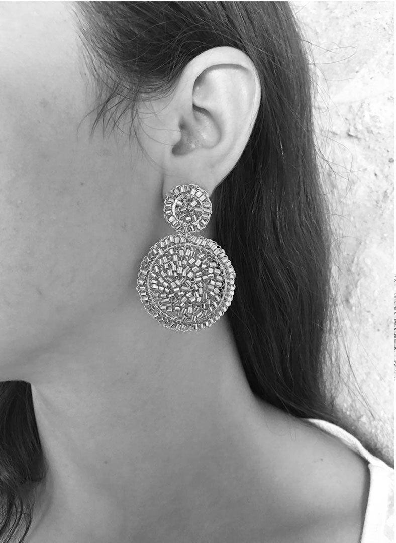 Red Velvet Dahlia Mini Handmade Crochet Earrings