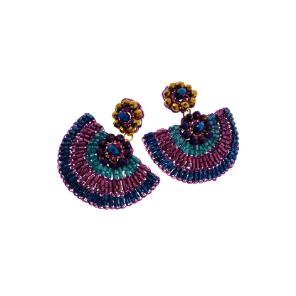 Purple Mix Half Mandala Handmade Crochet Earrings