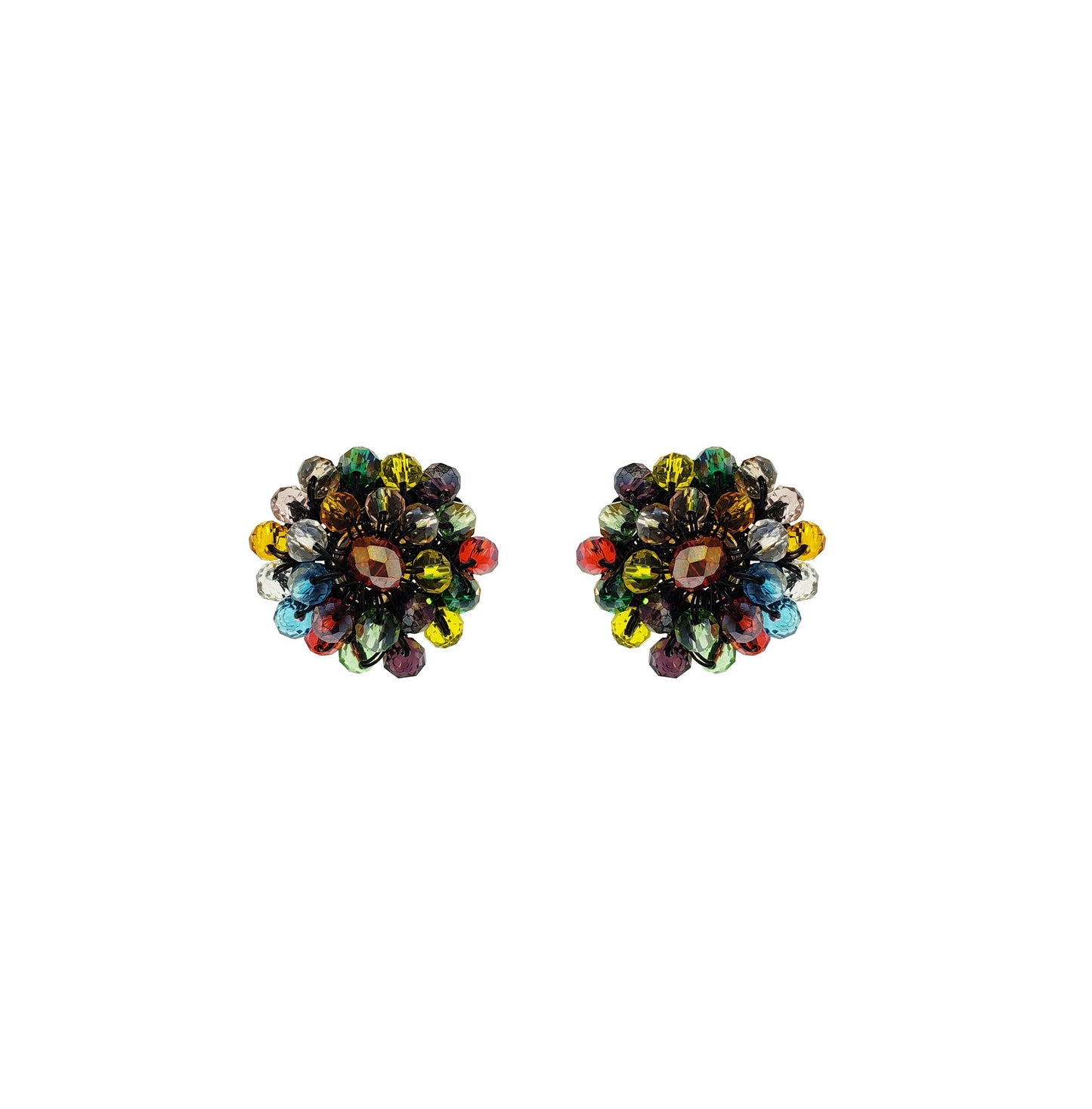 Multi & Black Ava Post Handmade Crochet Earrings