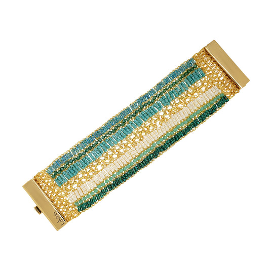 Ocean Teal Mix Tides Handmade Crochet Bracelet